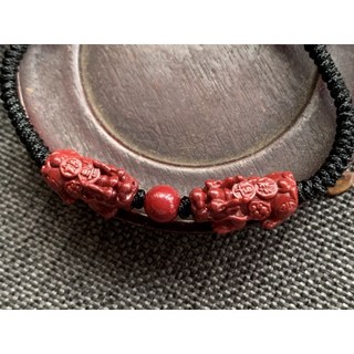 【畫意坊】開運招財貔貅手鍊，硃砂貔貅手鍊，手工紅黑繩咬錢龍高含量貔貅手串