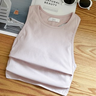 【Fee現貨7色】微辣削肩後挖背背心BRA TOP 胸墊背心 無袖上衣 夏天背心 韓系背心 背心女 修身背心