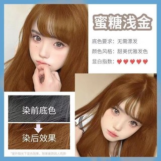 榛果灰棕色泡泡染髮劑 白髮適用 植物染髮劑, 蜜糖淺金【洋氣顯白】,330ml 免漂, 1個