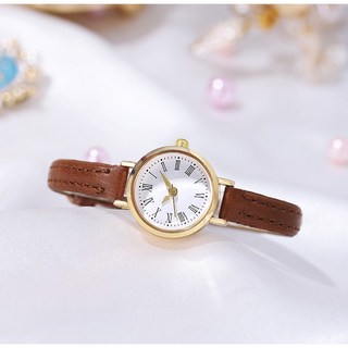 女士細表帶時尚裝飾簡約石英皮帶女學生手錶
