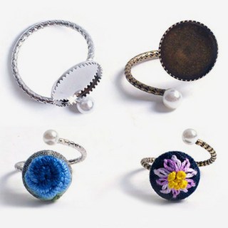 [청라핸즈] 자수 반제품] 진주 반지-실버-(691509)