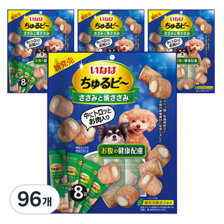 이나비 강아지 츄르비 닭가슴살&구운닭가슴살, 장건강케어용, 10g, 96개