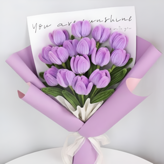 하루템 모루꽃다발 DIY 키트 핸드메이드 튤립 영구보존 인테리어 선물, 퍼플