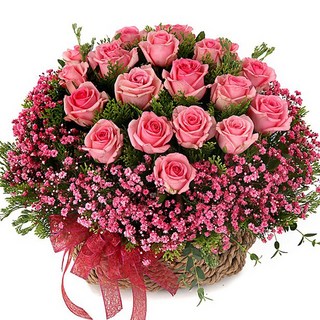 99플라워 2시간 전국 꽃배달서비스 꽃바구니 꽃상자 꽃다발 생화 장미 생일 화분 꽃 선물, 09.[ST-A1599]칼라안개핑크장미꽃바구니, 1개