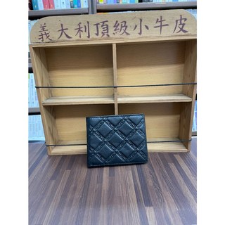 全新頂級小牛皮真皮皮夾，黑色
