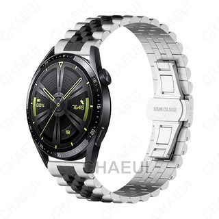Huawei Watch GT6 / GT5 46mm 不鏽鋼金屬五珠錶帶, 銀間黑,GT2/3/4/5/GT6 46mm, 1個