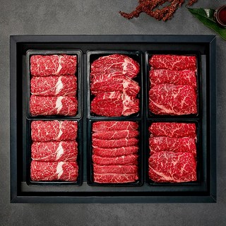 [국제식품]1+등급 한우 구이 선물세트3호 2.4kg(등심2팩+채끝2팩+안심1팩+특수부위1팩), 1세트