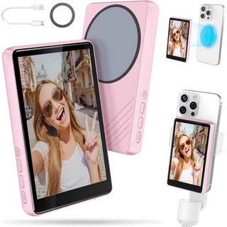 후면 셀카 모니터 미러링 스마트폰 보조 카메라 화면 iPhone 콘텐츠 제작자를 위한 최신 마그네틱 휴대폰 브이로그 백 모니터 인플루언서 라이브 스트리밍 및 틱톡 아이폰, Pink