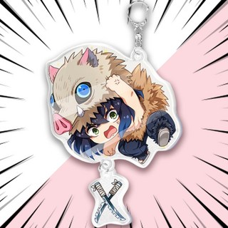 귀멸의 칼날 캐릭터 키링 열쇠고리 키체인 대롱대롱 행잉SDver. 귀칼/귀살대 가방고리&장식, G-003715. 하시비라 이노스케