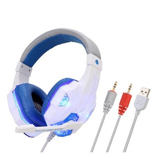 電競耳機 頭戴式 PS5耳機 麥克風 發光 重低音, 830 藍白色, 藍白色, 830