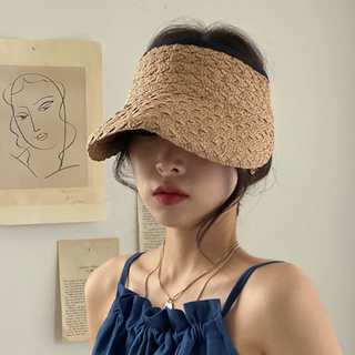 키메라제이 라탄 빅챙 라피아 지사 벨크로 돌돌이 썬캡 3color