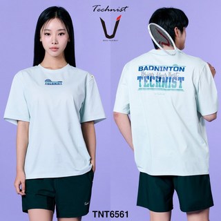 테크니스트 티셔츠 배드민턴 반팔 상의 코튼라이크 오버핏 페일 민트 TNT6561 남녀공용