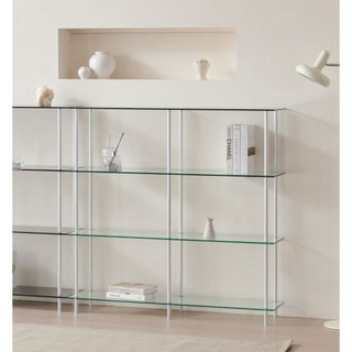 거실 침실 인테리어 강화유리 모듈 선반 1200 2단 3단 4단, 투명유리