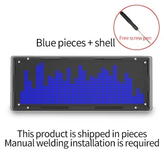 LED 음악 스펙트럼 디스플레이 DIY 키트 리듬 라이트 시계 8 종류 모드 SMD 납땜 프로젝트 레벨 16x32, 01 파란