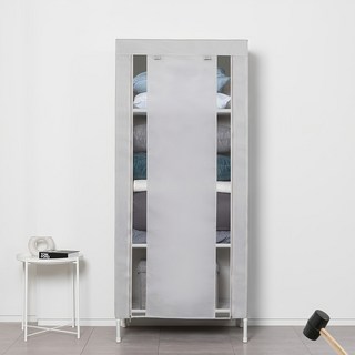 MF MAGIC HOUSE 視窗防塵衣櫃 + 橡膠槌套組, 白灰色