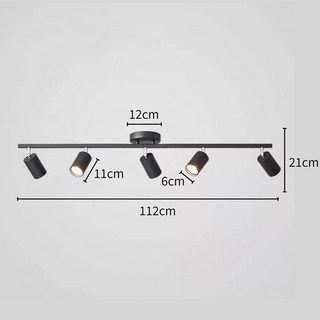 雨果燈飾 吸頂投射燈 附E27燈泡 金屬電鍍銅本色 直排式一字型客廳餐廳燈, 黑色 五燈 E27 可更換式光源,黃光定製品85-265V玉米LED12W