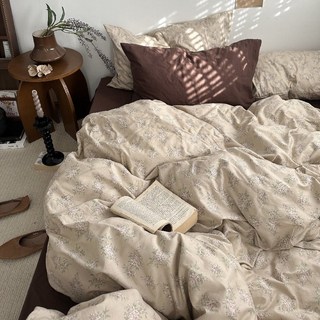 빈티지 꽃무늬 순면 이불커버+패드+베개커버 세트 0417, Chunshui Sencha (베개 케이스 디자인 +, 1.2m 침대 세트 3 장 (이불 커버 150*200c