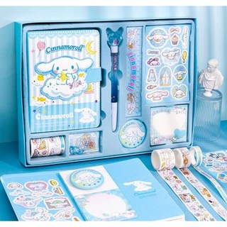 선물용 산리오 다이어리 꾸미기 세트 떡모메지 스티커 자 키링 마킹테이프 볼펜 벳지 구성, 1개, 시나모롤