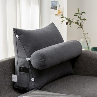 日本TUTOGO 沙發三角靠墊 床頭靠背墊抱枕 日式簡約護腰靠墊, 深灰色（超商1件）