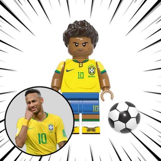 축구선수 호환블럭 브릭미니피규어 컬렉션 취미/수집/장식/컬렉션용 커스텀 호환 블록피겨 시리즈 B, 1개, FB-B07. 네이마르