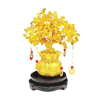 招財進寶水晶搖錢樹擺件 居家辦公室風水裝飾品 提升財運 吉祥如意, 小錢袋(六件套)