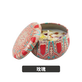 精美鐵盒乾燥花香氛蠟燭 情人節禮物 婚禮小物, 1個, 玫瑰