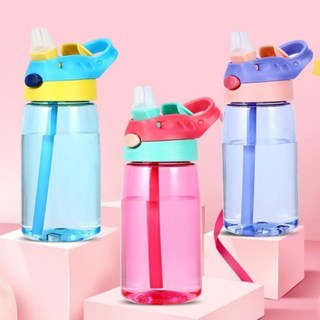 아기물컵 유아 투명 빨대 텀블러 어린이집 물병 물통 480ml 어린이집빨대컵 아기빨대컵 리유저블컵, 블루