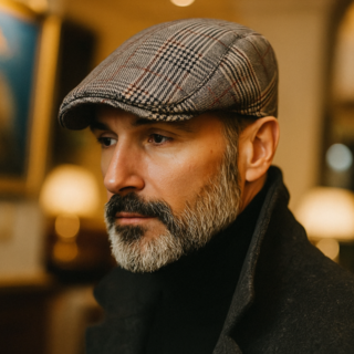 모장CM04 클래식 체크 중년 남성 헌팅캡 가을 겨울 모자