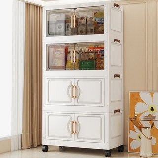 折疊收納櫃 家用大容量零食玩具置物櫃 臥室多層床頭櫃, 48面寬【混合色】,2層