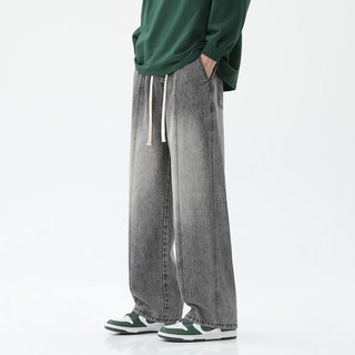 刷毛加絨保暖寬鬆闊腿牛仔長褲 韓版