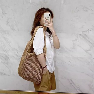 에이트 라탄 백 밀짚 가방 데일리 숄더 백