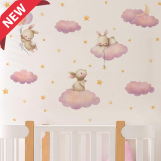 아이오쉬 매일 동화같은 아이방 포인트 벽지 스티커 데코 인테리어 집 꾸미기, 6. 구름토끼