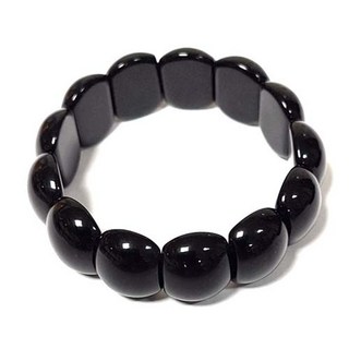 黑曜石半圓形手排彈性手環