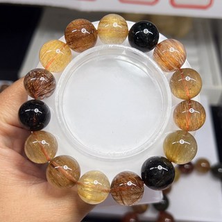 彩髮晶手串 老礦料