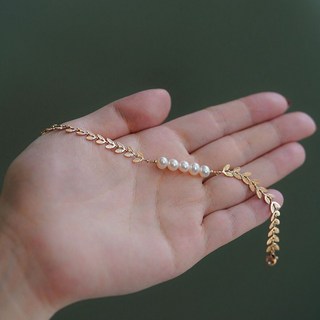 月桂葉女神珍珠手鍊 榆錢小眾設計 簡約氣質百搭手鏈