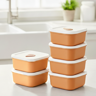 소노리떼 국산 실리콘 밥팩 정사각 400ml 6팩 세트, 카멜옐로, 6개