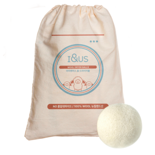 아이앤어스 뉴질랜드산 건조기볼 (% WOOL) 6P + 전용파우치, 1세트, 6개입(파우치포함)