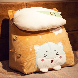 可愛三角靠墊 床頭床背靠枕 沙發窗戶腰靠抱枕 棕色倉鼠, 棕色倉鼠(現貨