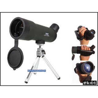野戰搖滾-生存遊戲 20 x 50 高倍單筒望遠鏡 觀景器 附握把套、伸縮小三角架 賞鳥 戶外休閒, 軍綠款