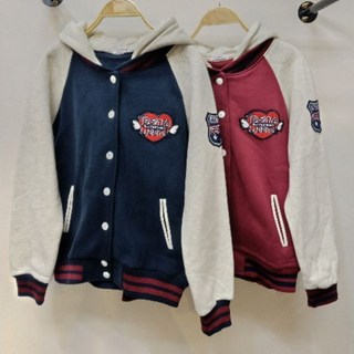 vina扉娜 保暖加絨百搭棒球外套 休閒夾克