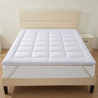 HYLEORY 사계절 통세탁 가능 포근하고 바닥 침대 토퍼 매트리스, 화이트
