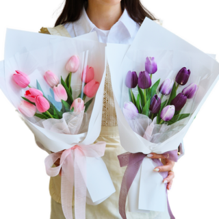 튤립 LED 레터링 꽃다발 졸업식 발표회 학예회 프로포즈 기념일 여자친구 선물 조화 입학식 100일 축하 웨딩 빼빼로데이, 레터링 추가함, 윈도우쇼핑백 추가함, 블루화이트, 1개