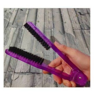 離子梳 夾板梳 透氣 直髮梳 鬃毛梳 順髮梳 鬃毛夾梳 美髮器材 美髮梳, 1個, 紫色