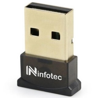 Infotec USB 藍牙接收器 V4.0 電腦無線藍牙傳輸器, INF-BS-V40, 黑色, 1個