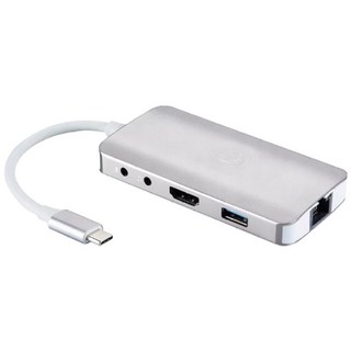微星 MSI 9合1 Type-C 轉接器 RJ45 網路孔 HDMI 音源孔 USB 擴充埠 台灣公司貨, 銀色, 1個