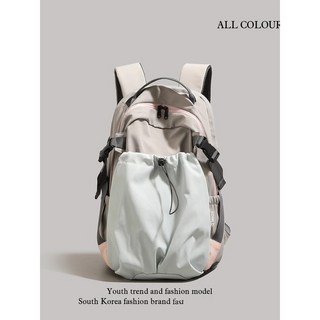 新款復古工裝風大容量雙肩包 簡約輕便旅行背包 潮酷百搭學生書包, 綠色,單包