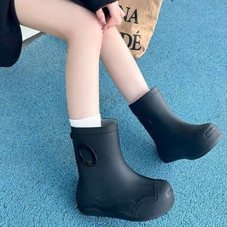 可愛中筒雨鞋女，防水耐磨四季女士雨靴，保暖加絨厚底水鞋廚房女膠鞋