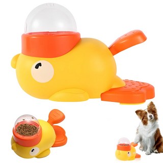 루이 멀티펫 푸드 디스펜서 실내외 사용 가능한 프레스 형 장난감, 1개, 황색
