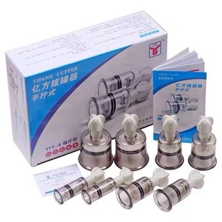 加熱舒壓按摩六檔拔罐器，溫熱刮痧拔罐儀器，家用經絡按摩器，輕巧無線設計，舒緩肌肉疲勞，促進血液循環, Bekam Manual傳統式,Aromatic Oil, 1個