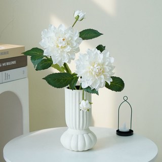 單支2頭仿真大麗花 酒店大廳裝飾 婚慶婚禮絹花人造花, 白色, 1個